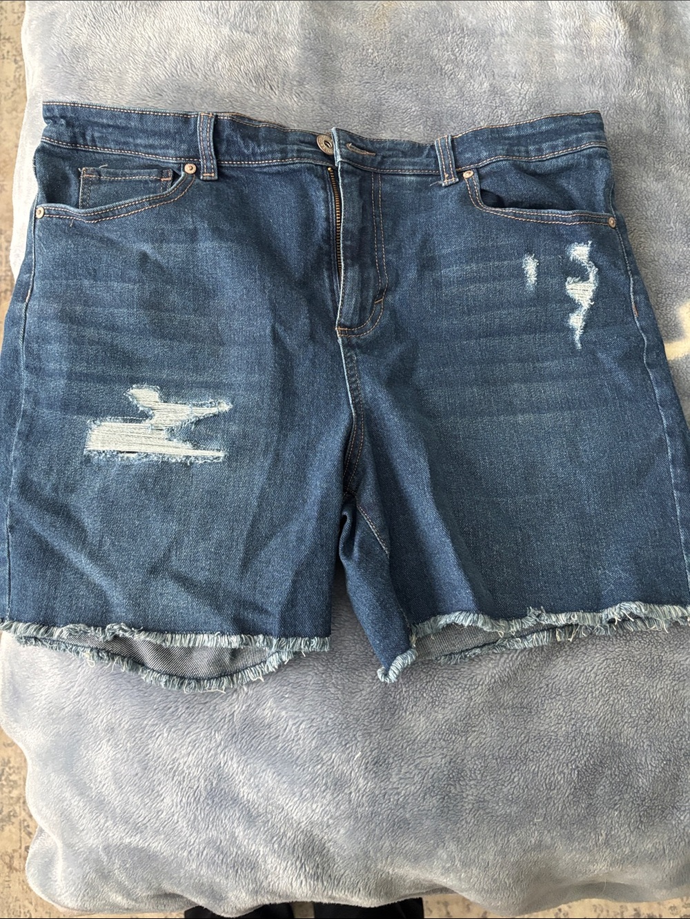 Style & Co. Dark Blue Distressed Jean Shorts